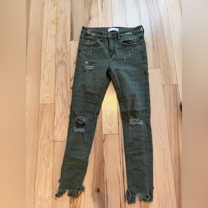 Vervet Cropped Distressed Skinny Jeans in Green- Size 26!
